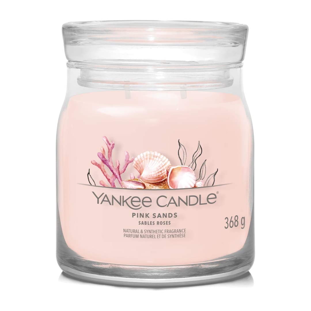 Yankee Candle® Signature Scented Candle | Pink Sands Medium Jar Candle with Double Wicks | Soy Wax Blend Long Burning Candle