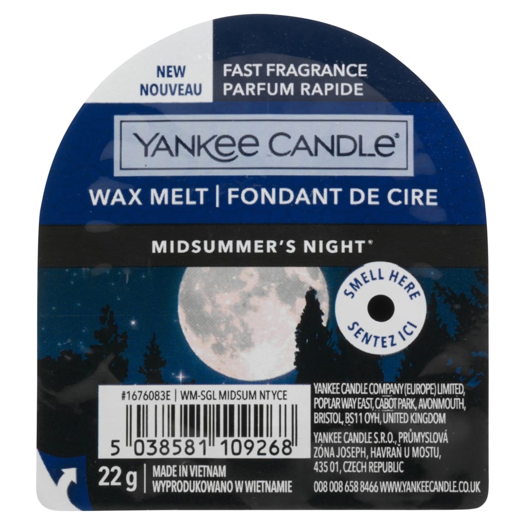 Yankee Candle Cera fundida | Midsummer’s Night | Hasta 8 horas de fragancia | 1 unidad