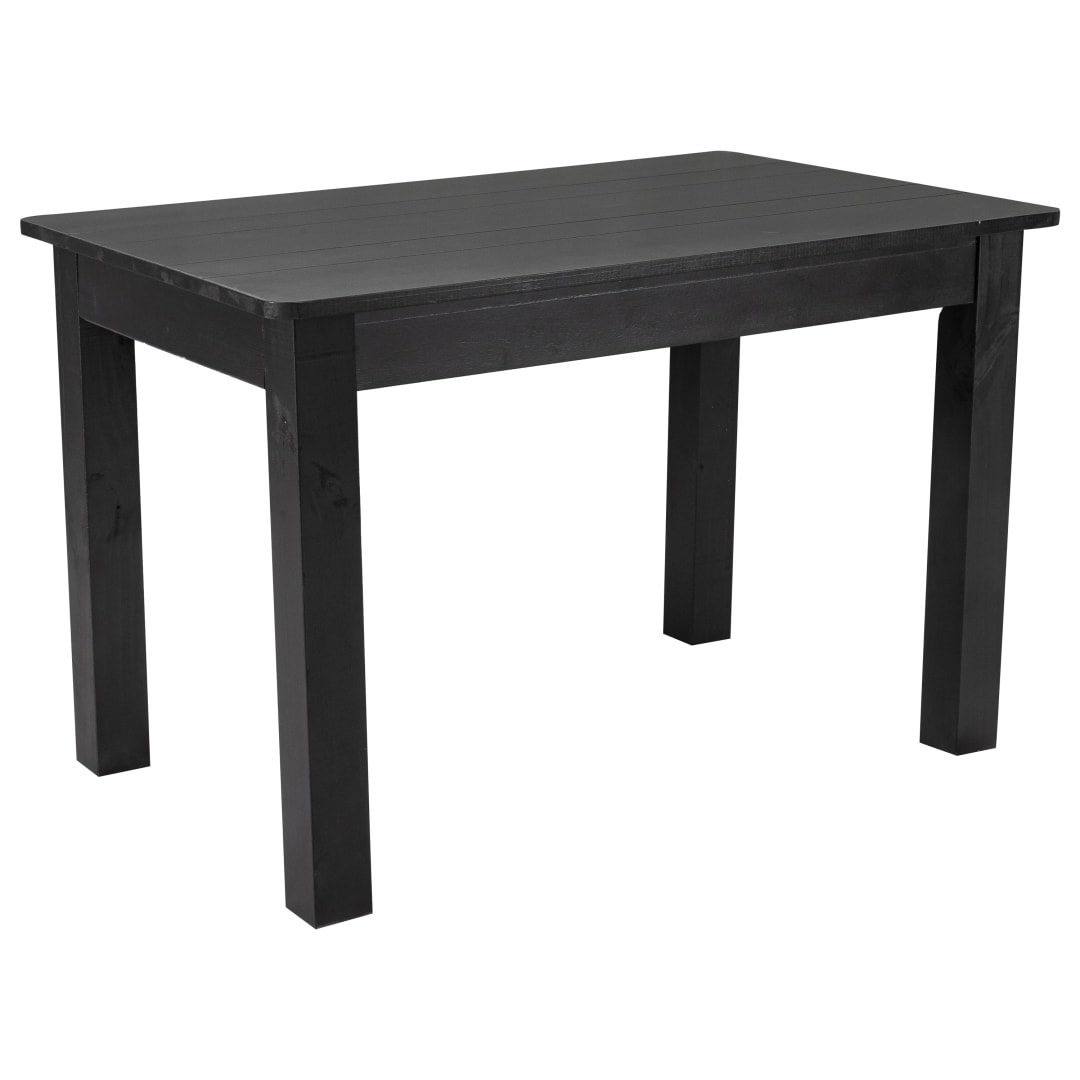 HERCULES 46" x 30" Rectangular Black Wash Solid Pine Farm Dining Table