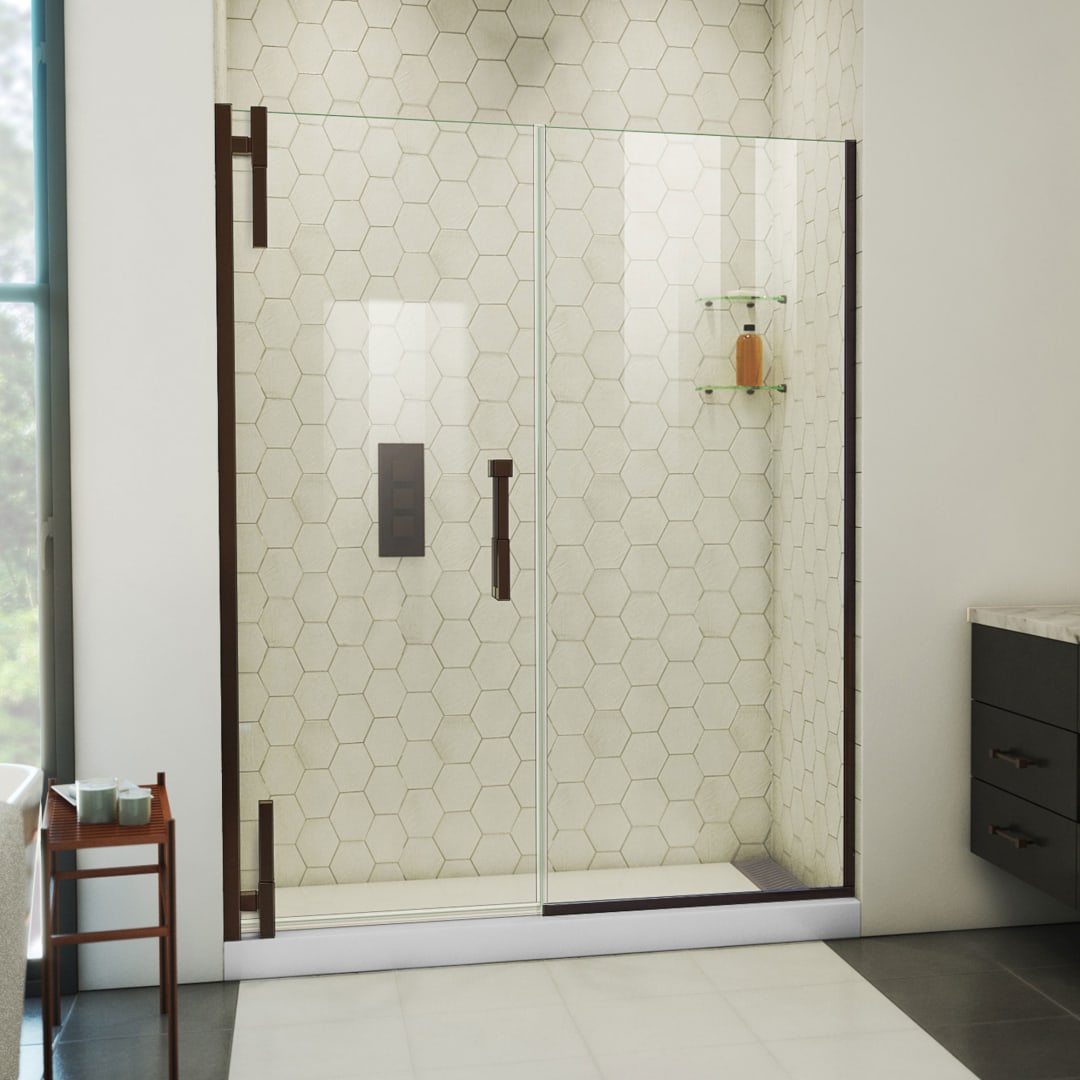 DreamLine Ascend 58 1/2 - 59 1/2 inch W x 72 inch H Frameless Pivot Shower Door in Oil Rubbed Bronze