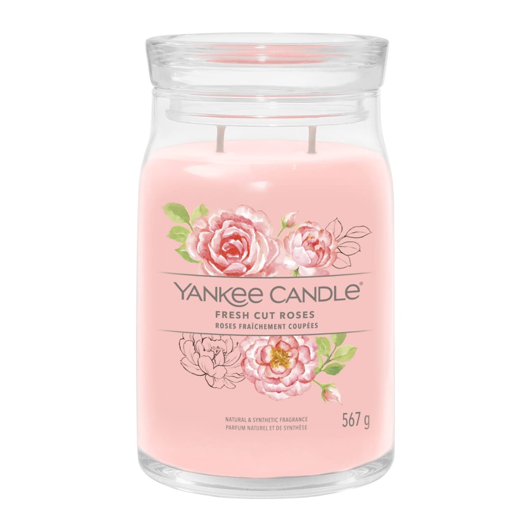 Yankee Candle® Signature Scented Candle | Fresh Cut Roses Large Jar Candle with Double Wicks | Soy Wax Blend