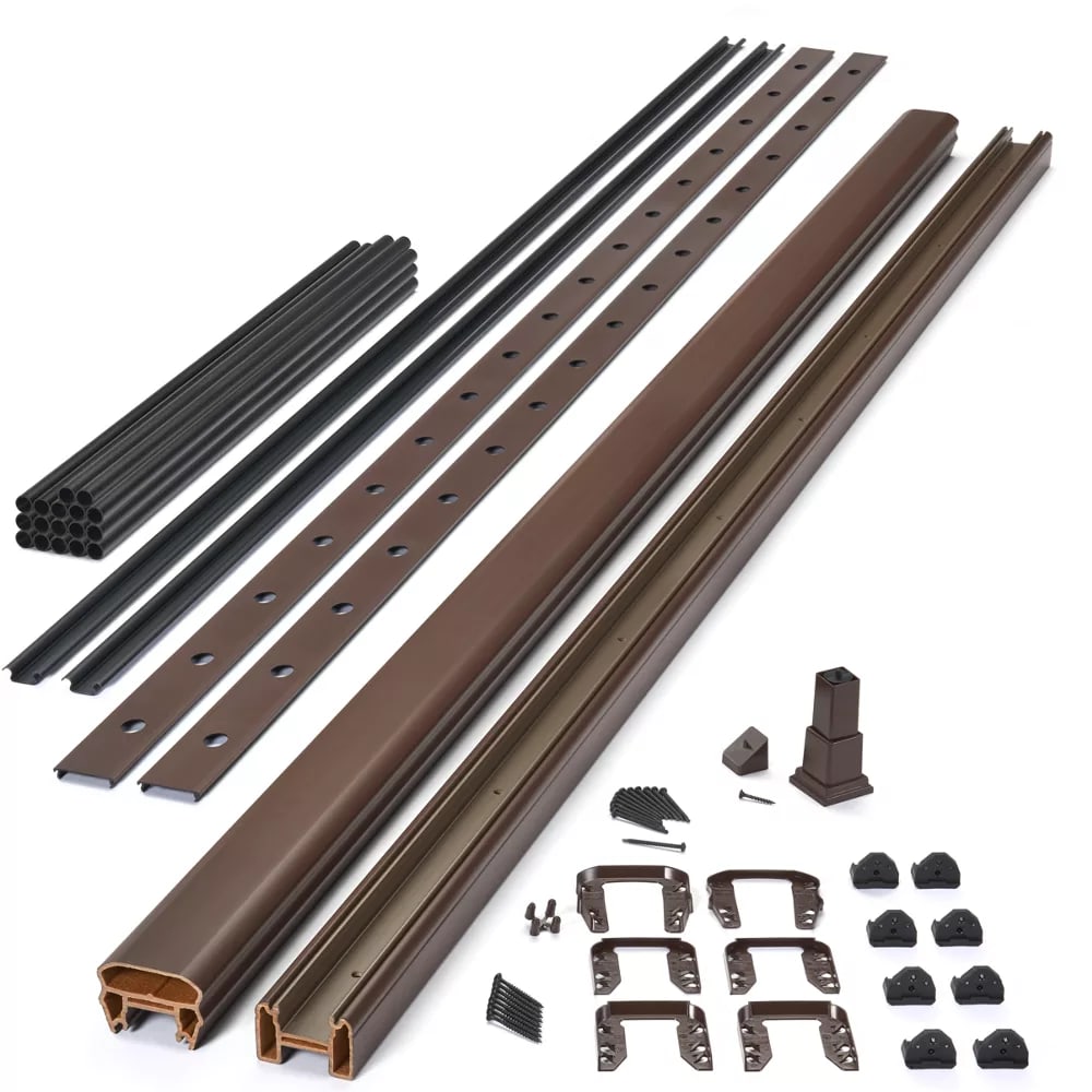 8-ft x 42-in Transcend Stair Rail Kit with Round Aluminum Balusters - Vintage Lantern Full Span