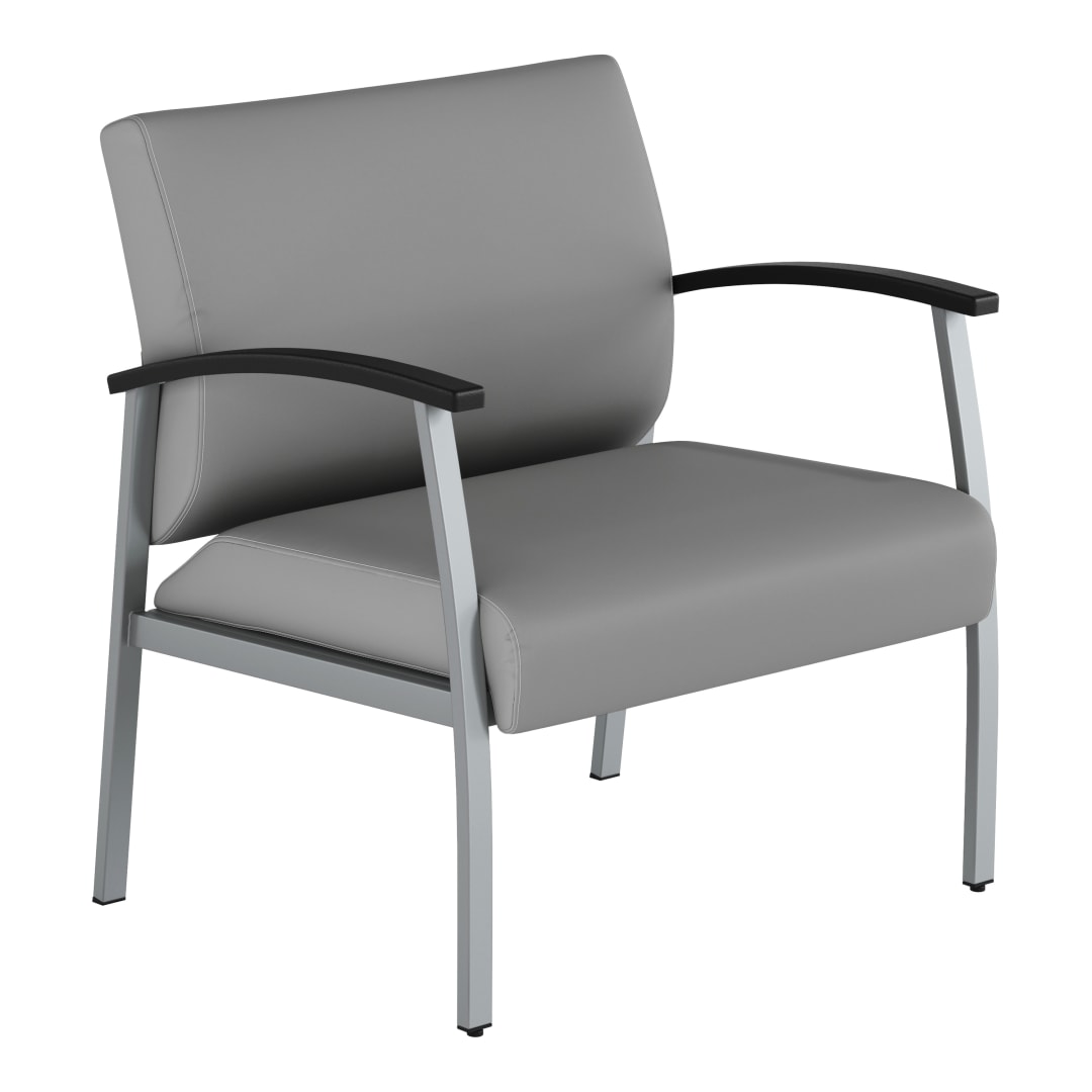 Atrium Oversize Bariatric Guest Chair with Vinyl Upholstery, 450 LB. Weight Capacity, Steel Frame and Durable Plywood Seat Base, Light Gray