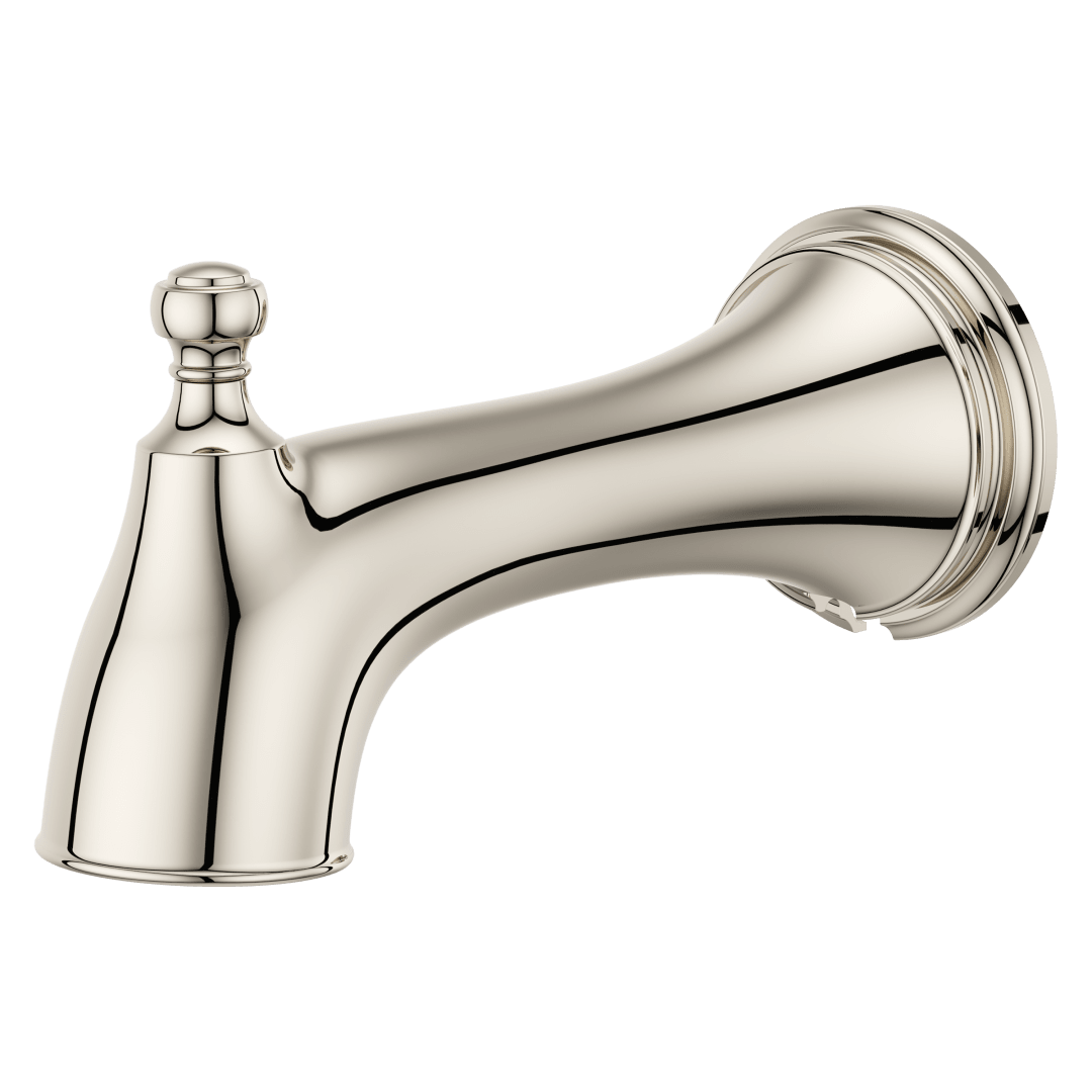 Transitional Round Tub Spout with Diverter in Polished Nickel