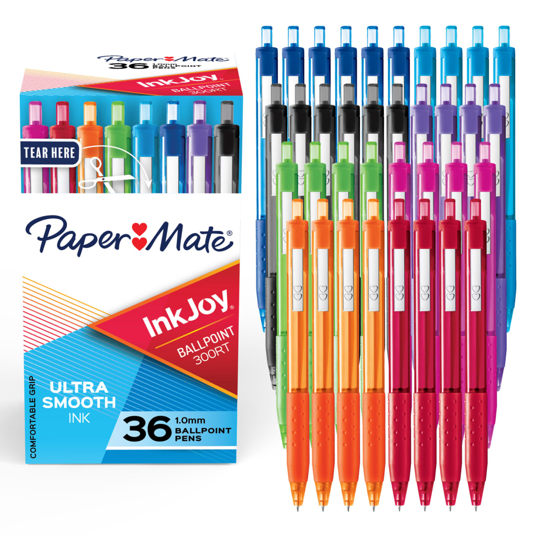 Paper Mate InkJoy 300RT Retractable Ballpoint Pens, Medium Point, Assorted, 36 Count
