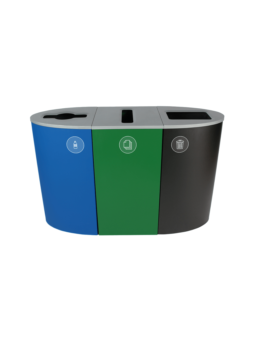  SPECTRUM - Triple - Kit - Oregon Compliant - Plastic Containers-Paper-Waste - Mixed-Slot-Full - Blue-Green-Black