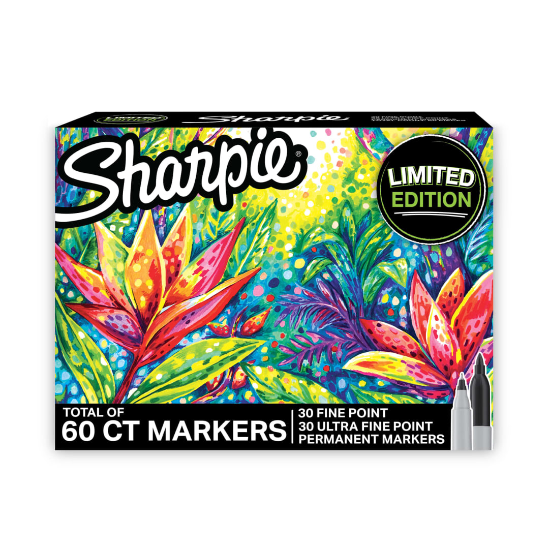 Sharpie® Permanent Markers Limited Edition Set, Contains Fine Point Markers and Ultra-Fine Point Markers, 60 Count