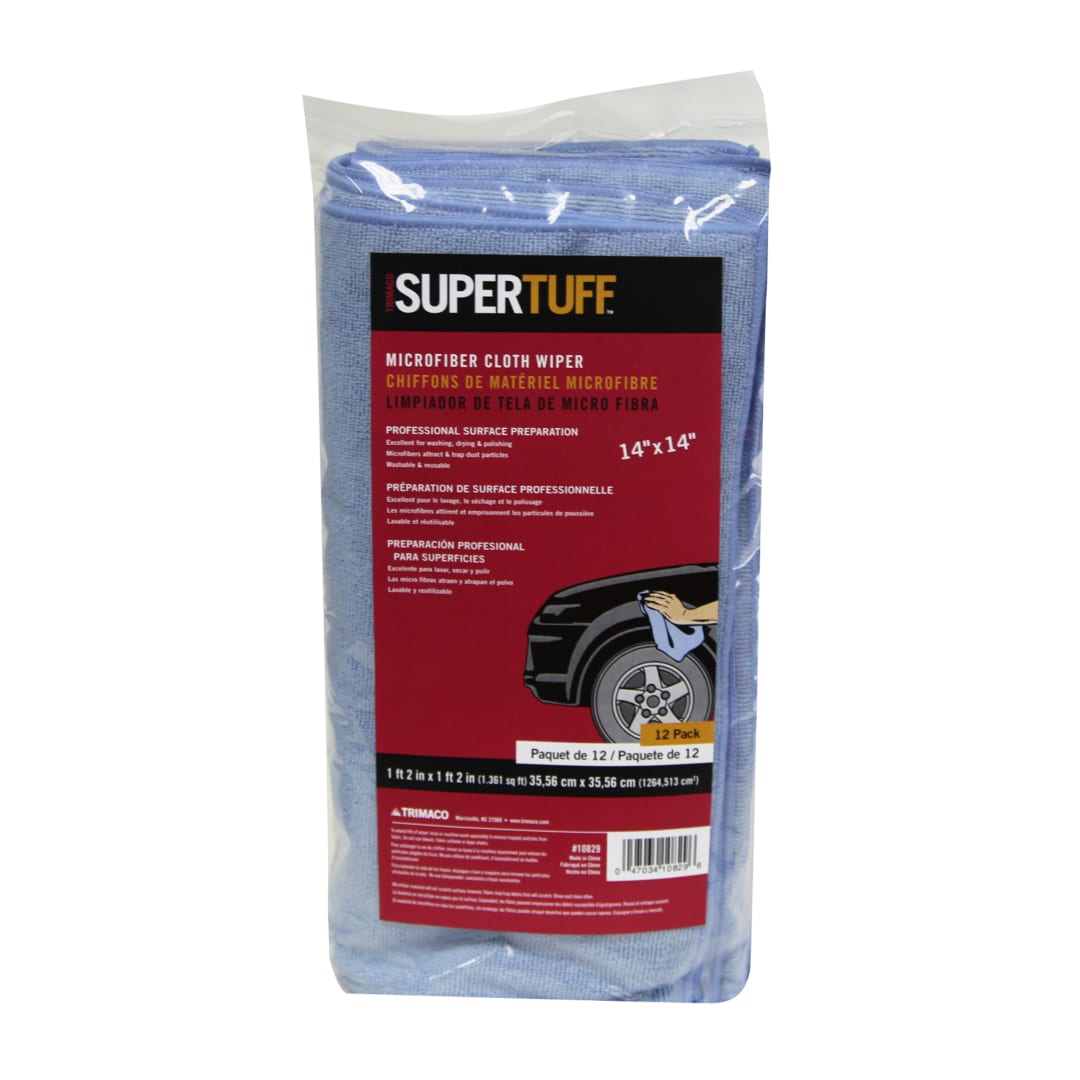 SuperTuff® Microfiber Wiping Cloths, Blue, 14"x14", 12pk bag