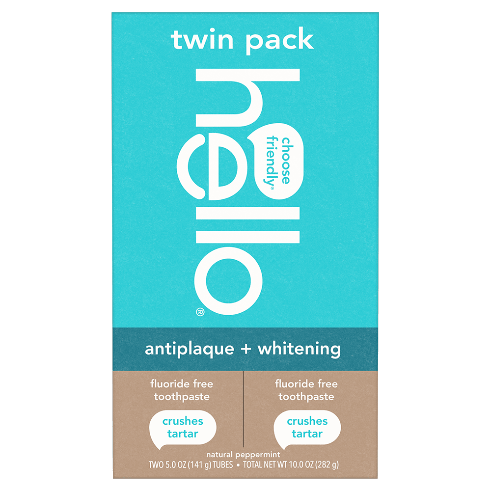 hello Antiplaque and Whitening Fluoride Free Toothpaste, Natural Peppermint, 2 Pack, 5 Oz