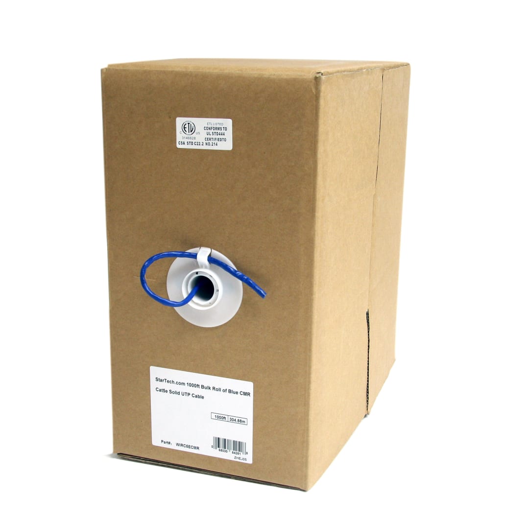 1000 ft Bulk Blue CMR Cat5e Solid UTP Patch Cable