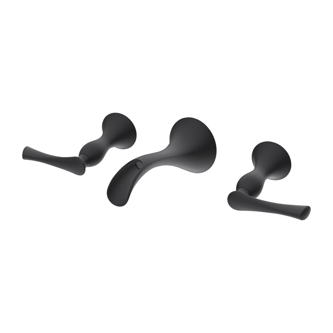 Rhen 2-Handle 8" Widespread Wallmount Bathroom Faucet in Matte Black