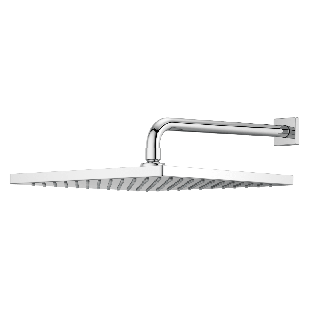 Modern 12 in. Square Showerhead, Arm and Flange in Polished Chrome