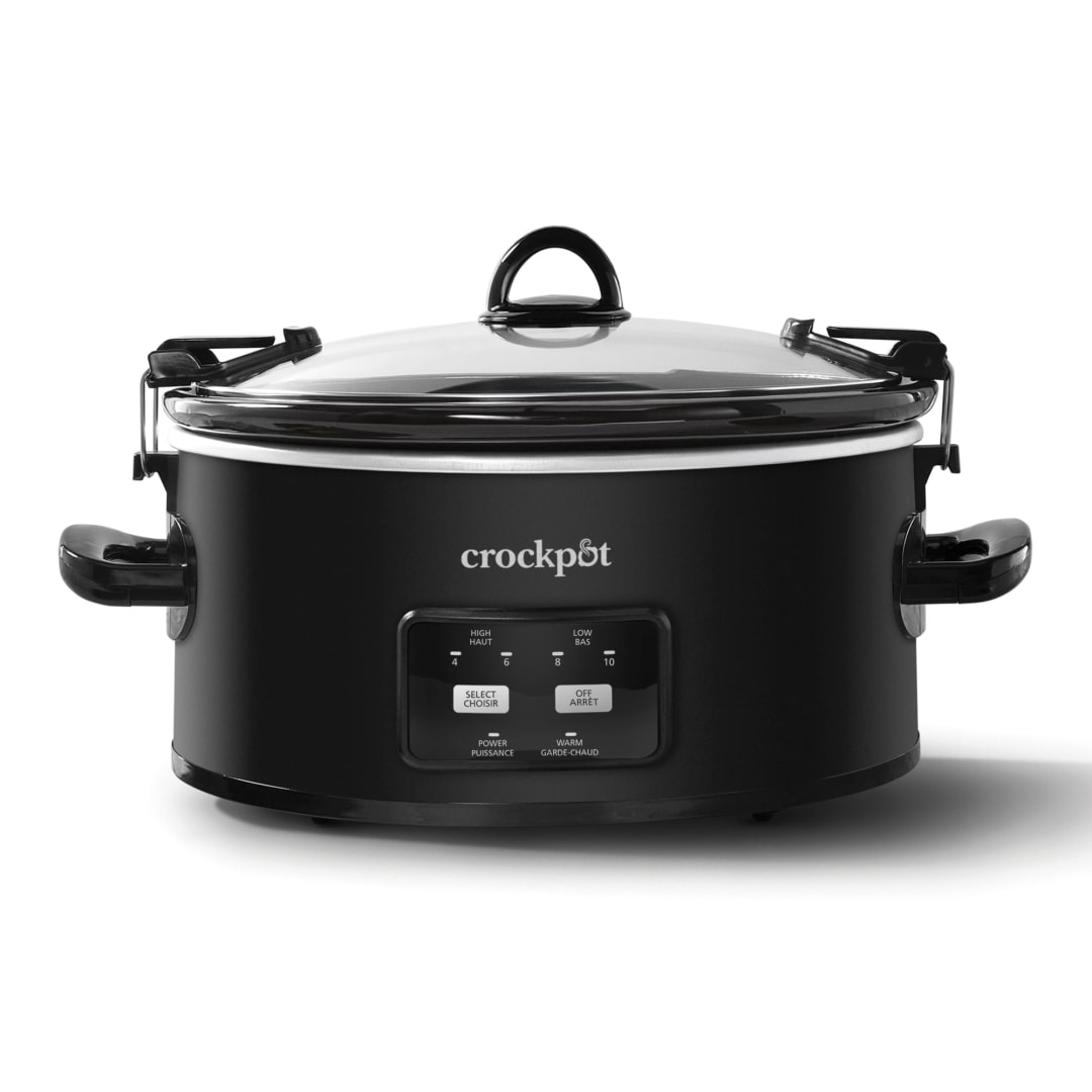 Crockpot 6 Qt. Cook & Carry Slow Cooker, One-Touch Control, Matte Black