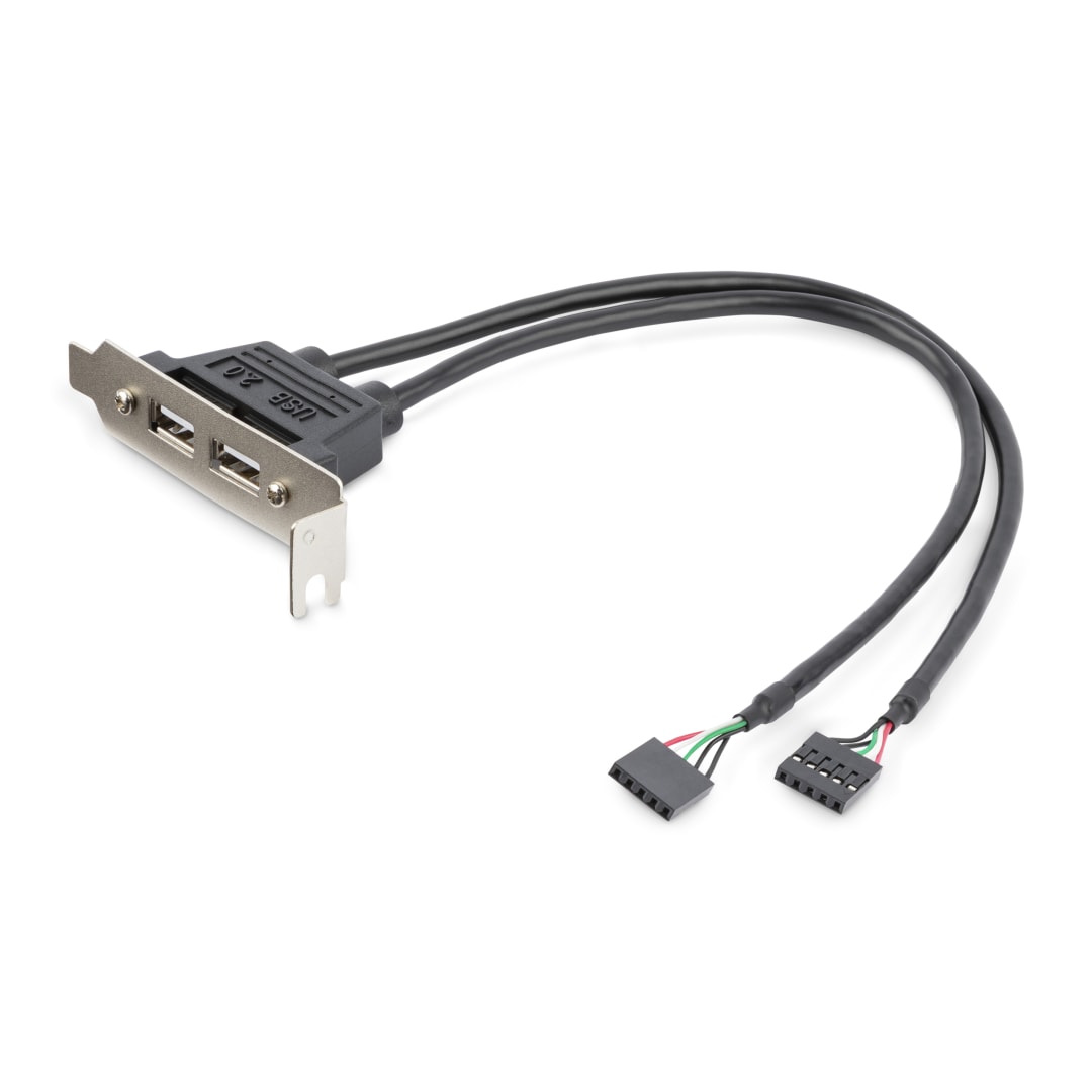 2 Port USB Bracket - LP USB A Slot Plate Adapter