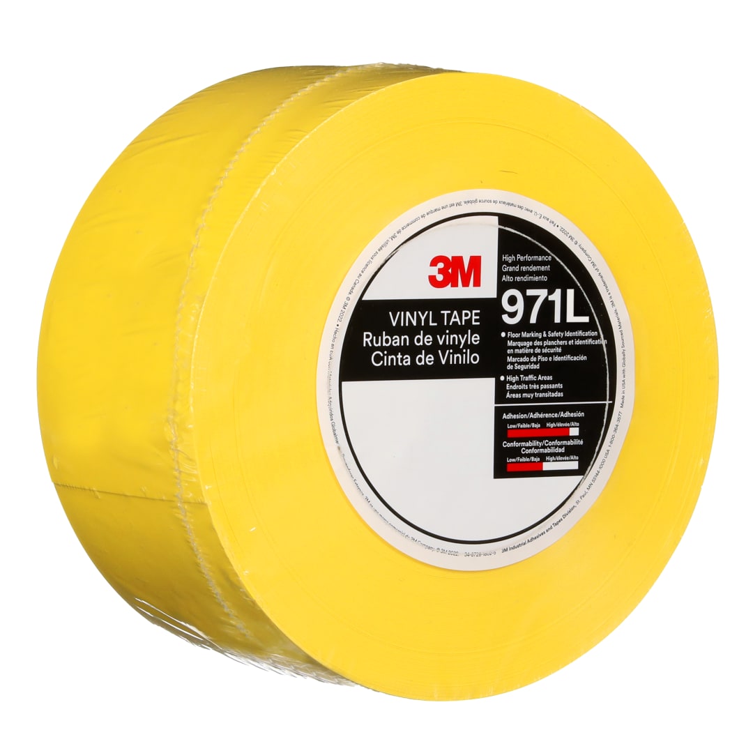 3M™ Dayanıklı Yer İşaretleme Bandı 971L, Yellow, 76.2 mm x 33 m, 0.43 mm, Individually Wrapped Conveniently Packaged