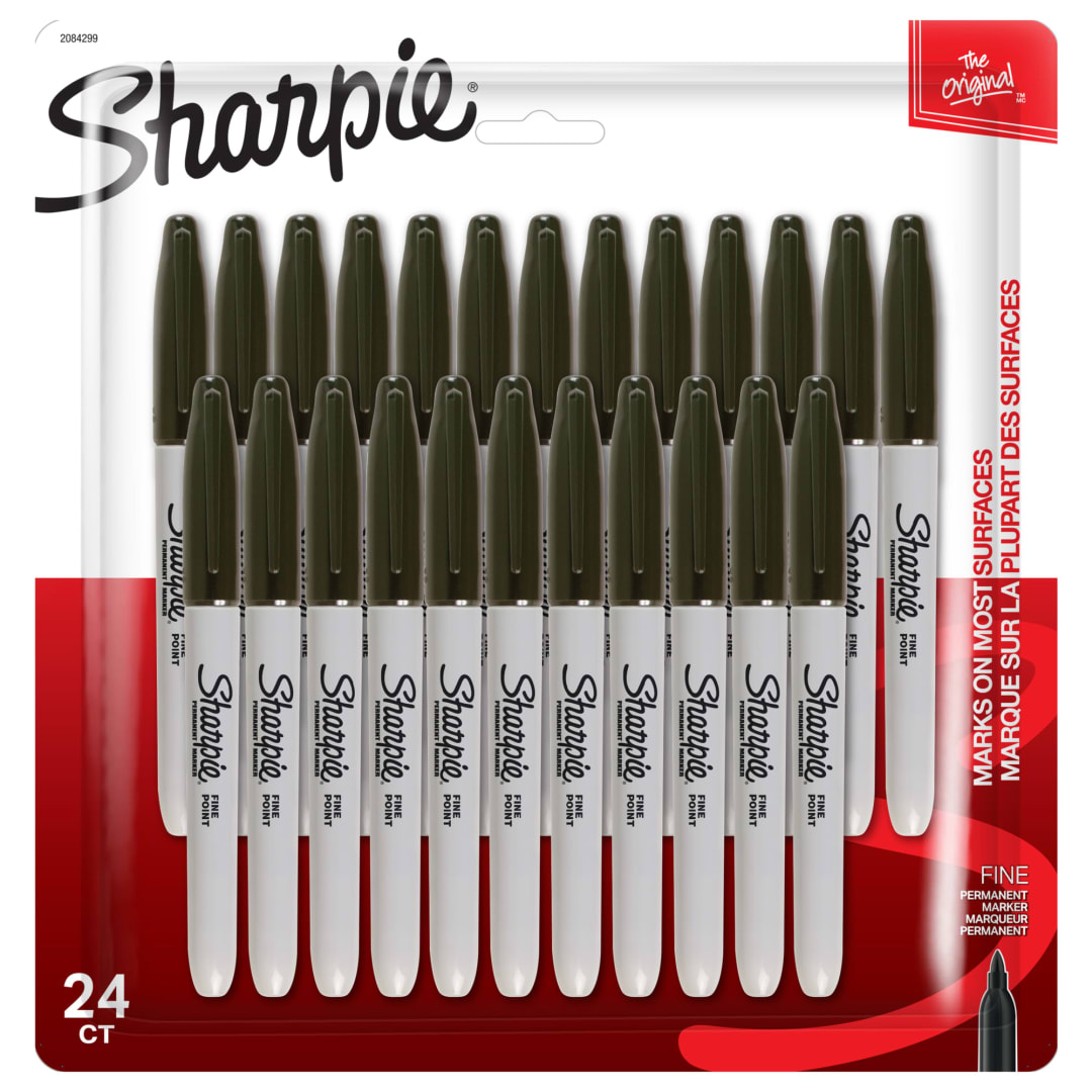 Sharpie® Permanent Markers, Fine Point, Black, 24 Count