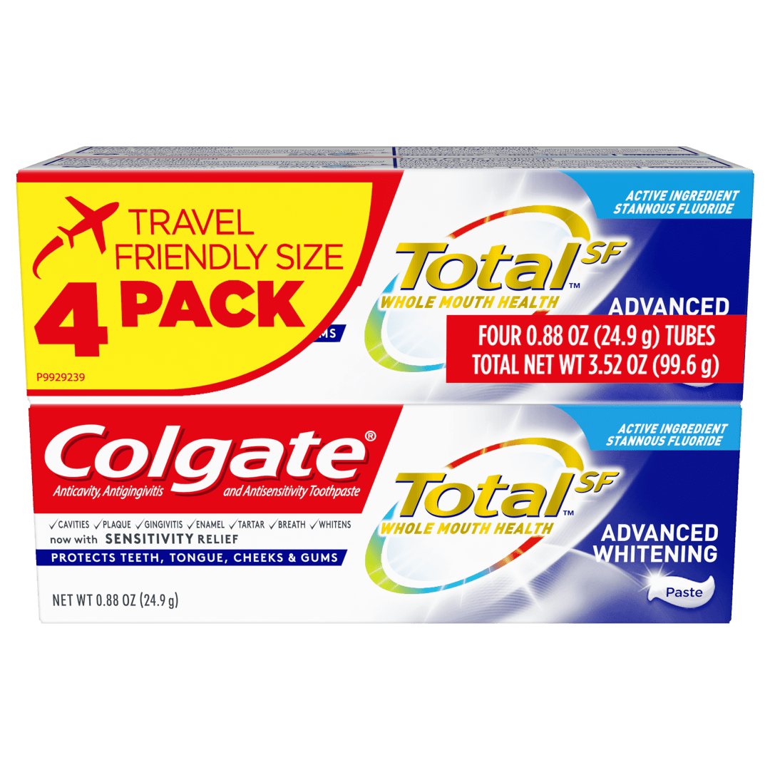Colgate Total Whitening Toothpaste, Advanced Whitening, .88 oz. 4-pack - Paste