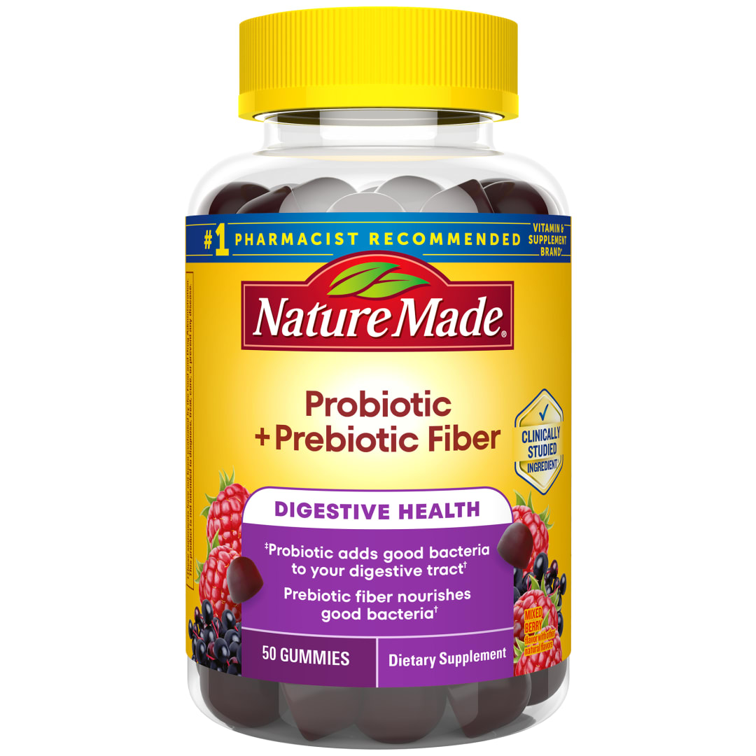 Nature Made Probiotic + Prebiotic Fiber Gummies, 50 Count