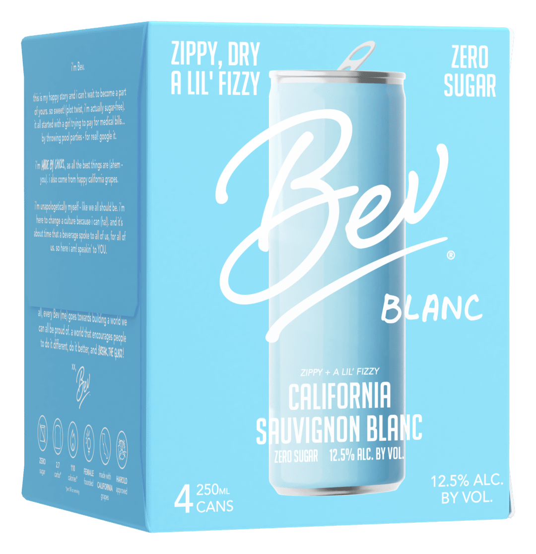 Bev Blanc California Sauvignon Blanc White Wine 250ml Can 4 Pack
