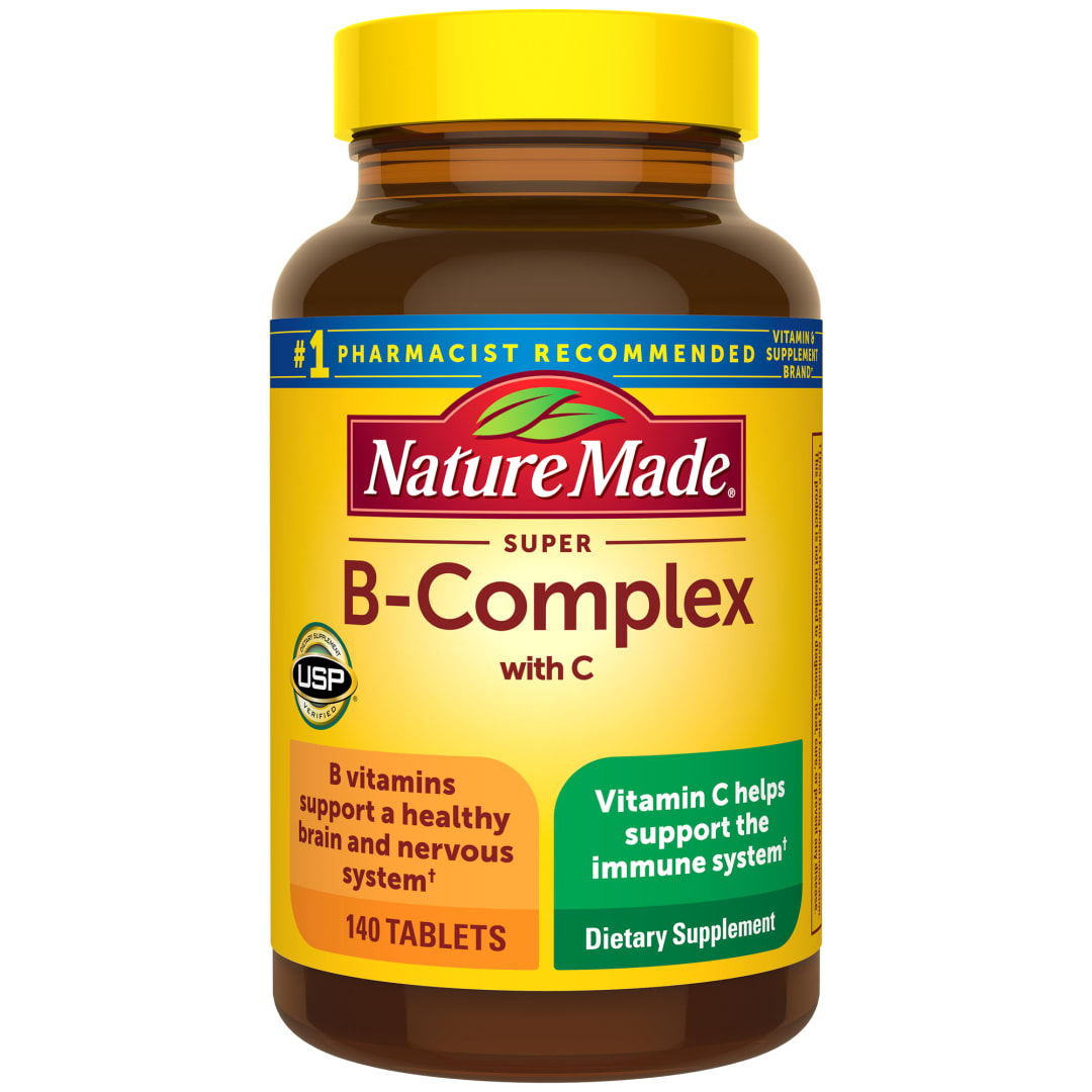 Nature Made Super B Complex with Vitamin C and Folic Acid, Dietary Supplement for Immune Support, 140 Tablets, 140 Day Supply