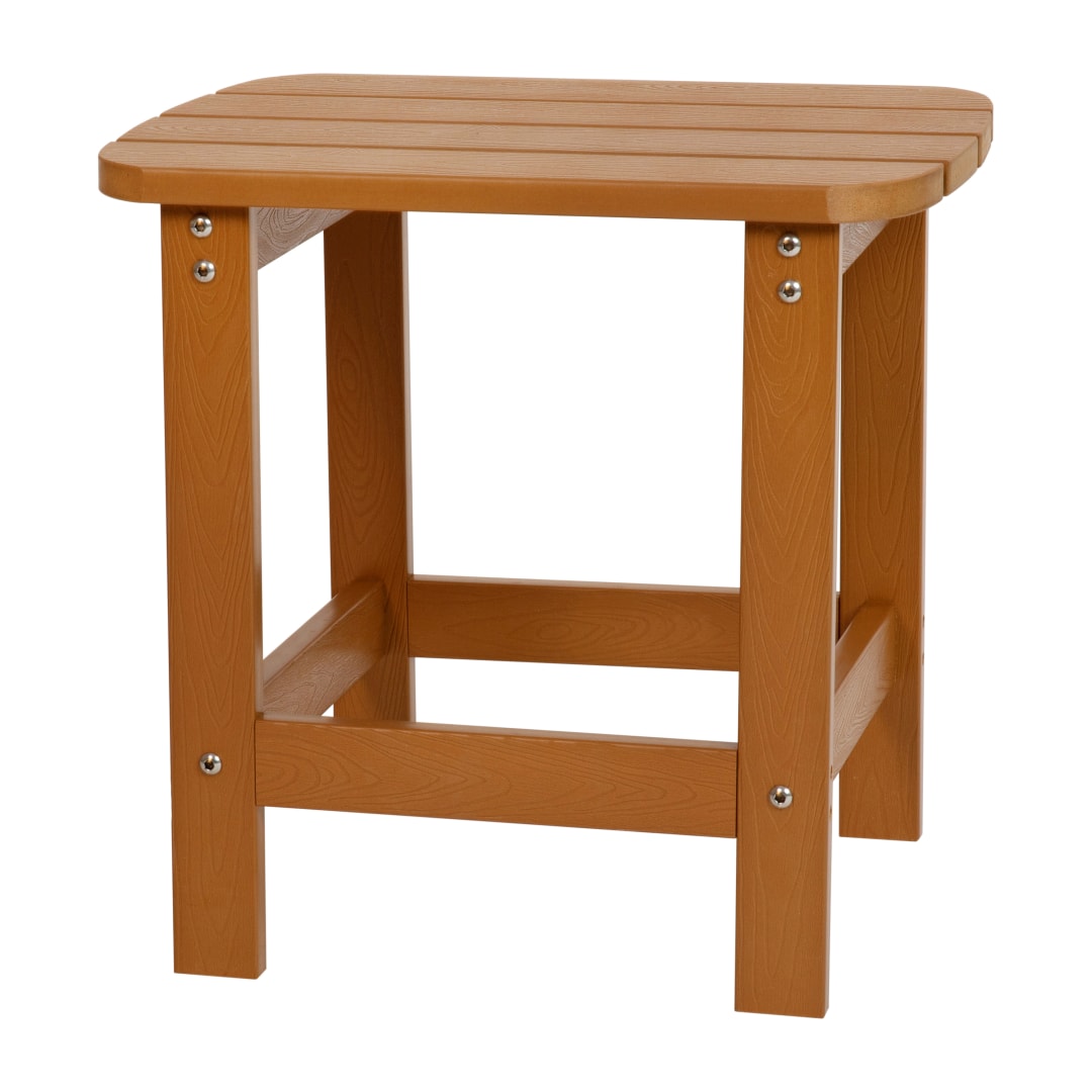Charlestown All-Weather Poly Resin Wood Commercial Grade Adirondack Side Table in Teak