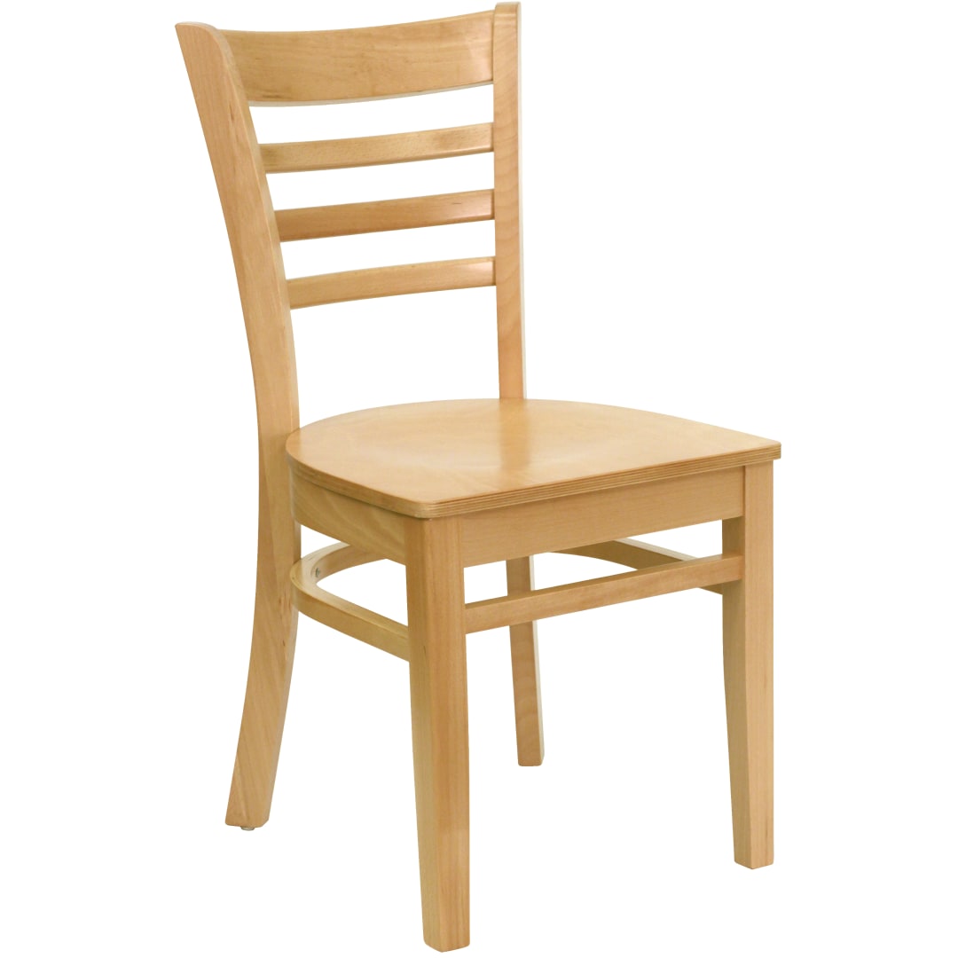 4 Pack HERCULES Series Ladder Back Natural Wood Restaurant Chair