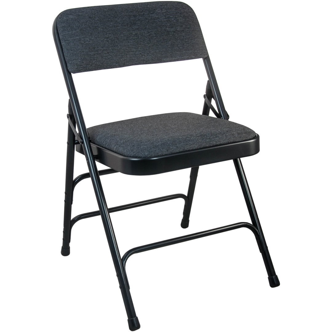 4-pack Advantage Black Padded Metal Folding Chair - Black 1-in Fabric Seat