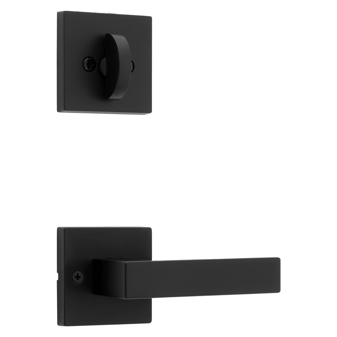 966 Single Cylinder Interior Pack w/ Square Rose Singapore Lever Handlesets in Matte Black