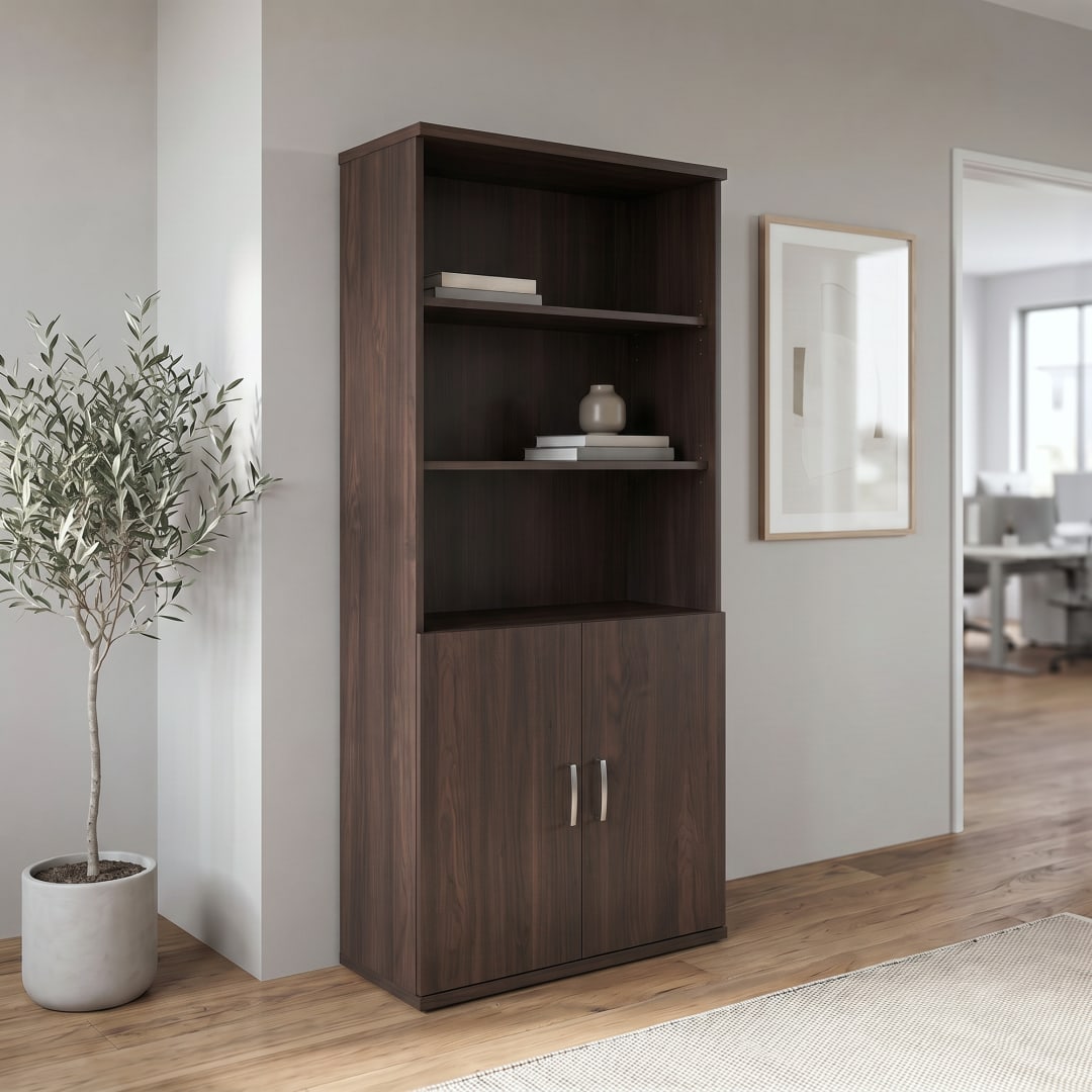 Cornerstone 5-Shelf Bookcase with Door Kit, Espresso