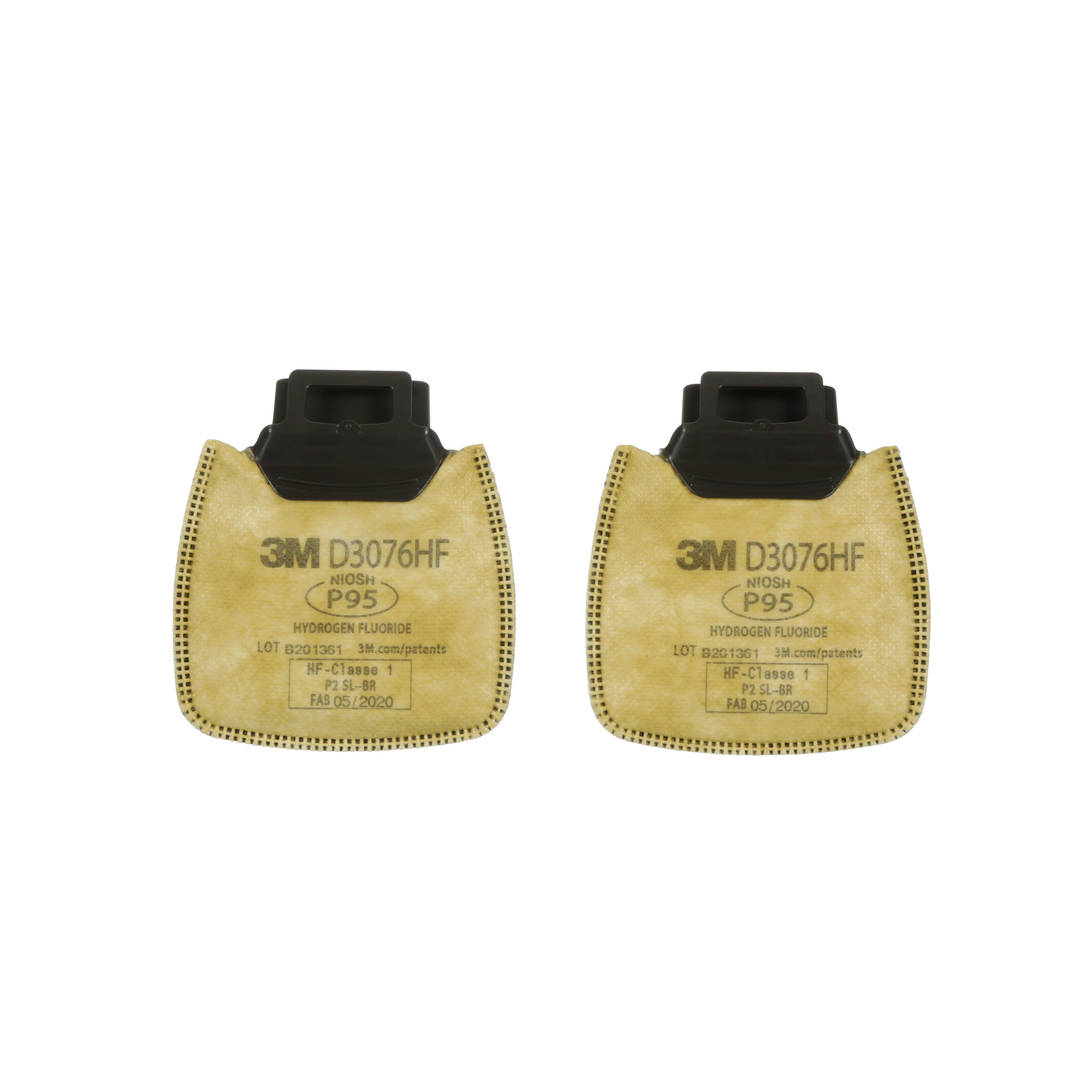 Cartucho para Particulados 3M™ Secure Click™ D3076HF, Fluoreto de Hidrogênio/P2, com Carvão Ativado para Baixas Concentrações de Gases Ácidos, 100 Unidades/Embalagem