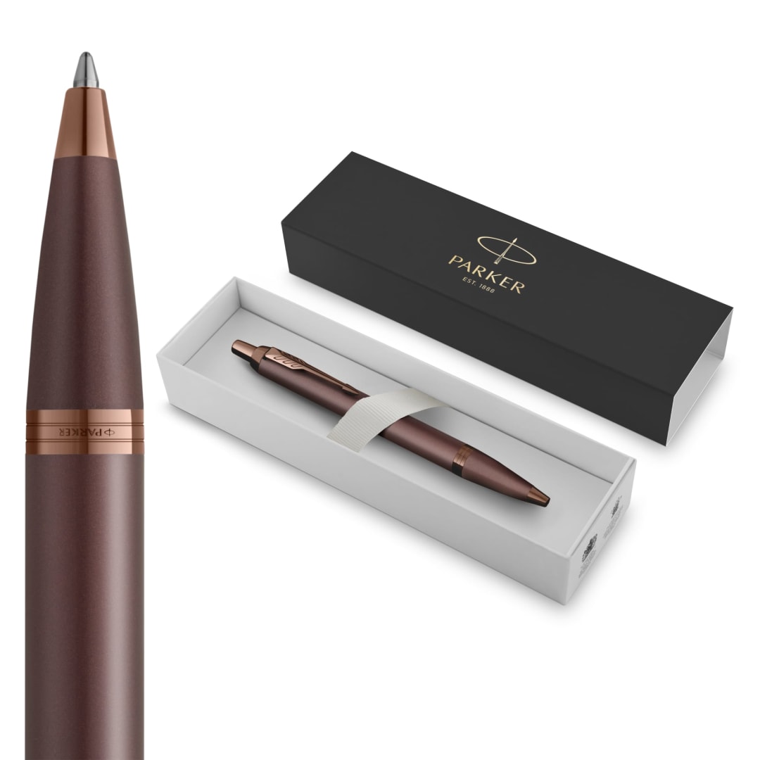 Parker IM Monochrome Ballpoint Pen | Burgundy Finish and Trims | Blue Ink | Medium Point | Gift Box