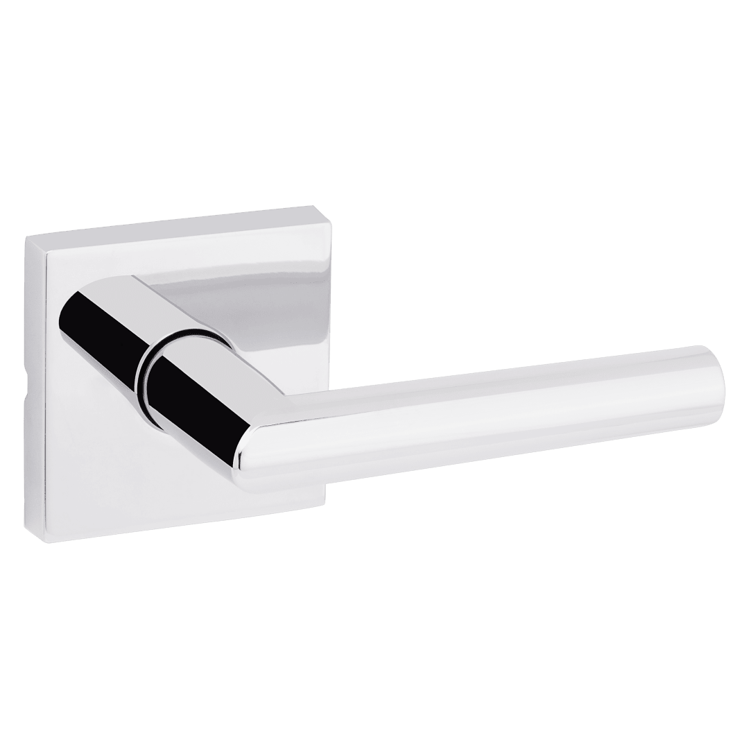 Milan Hall/Closet Square UL Door Lever w/ Round Rose in Polished Chrome