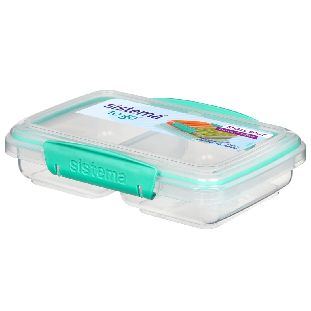 Sistema Small Split TO GO Food Storage Container, 350ml., Lunch Box with Compartments, BPA-Free, Minty Teal [21518-53C]