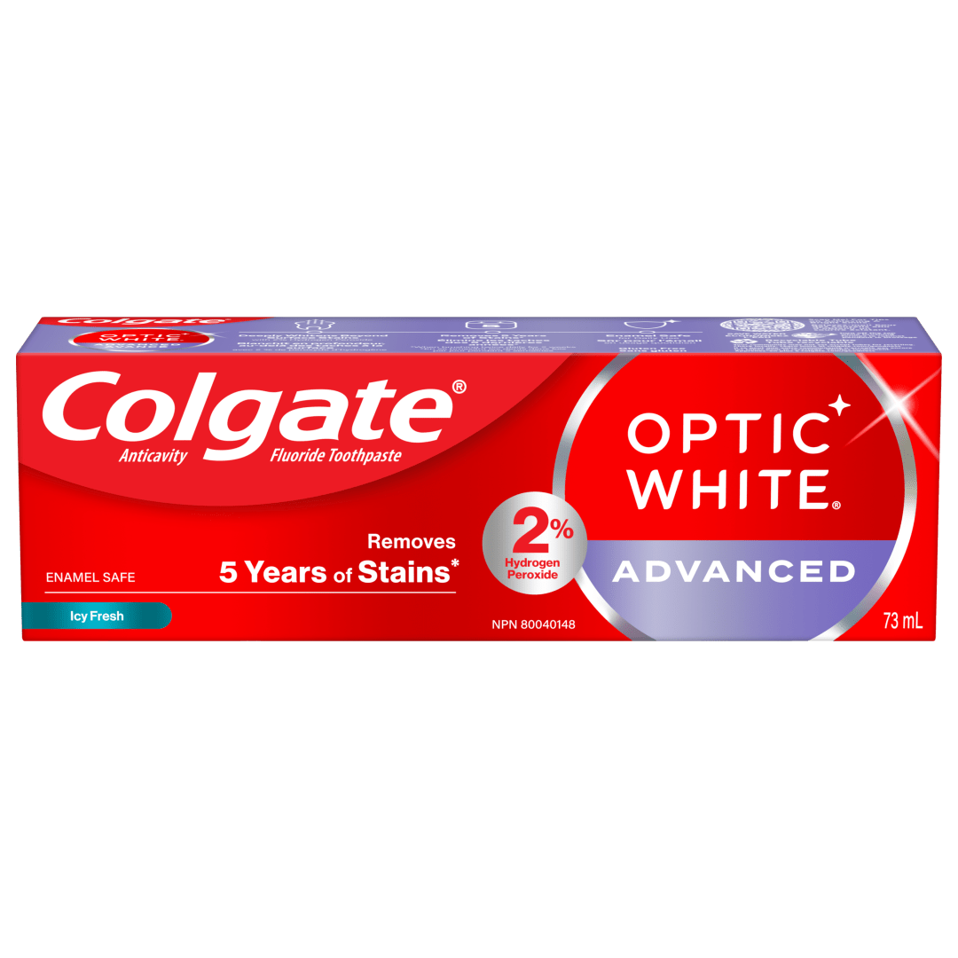 Colgate Optic White Advanced Icy Fresh Toothpaste with 2% Hydrogen Peroxide, 24 Pack, 73 mL