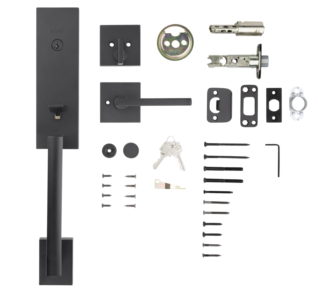 Vancouver Single Cylinder Handleset with Halifax Lever featuring SmartKey Security™ in Matte Black
