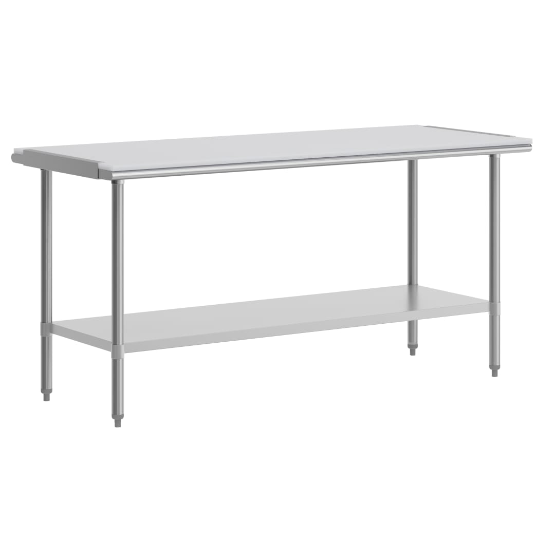 Reader Portable Prep and Work Table with NSF Certified 18 Gauge Stainless Steel Top Shelf with Poly Cutting Board and Galvanized Steel Undershelf