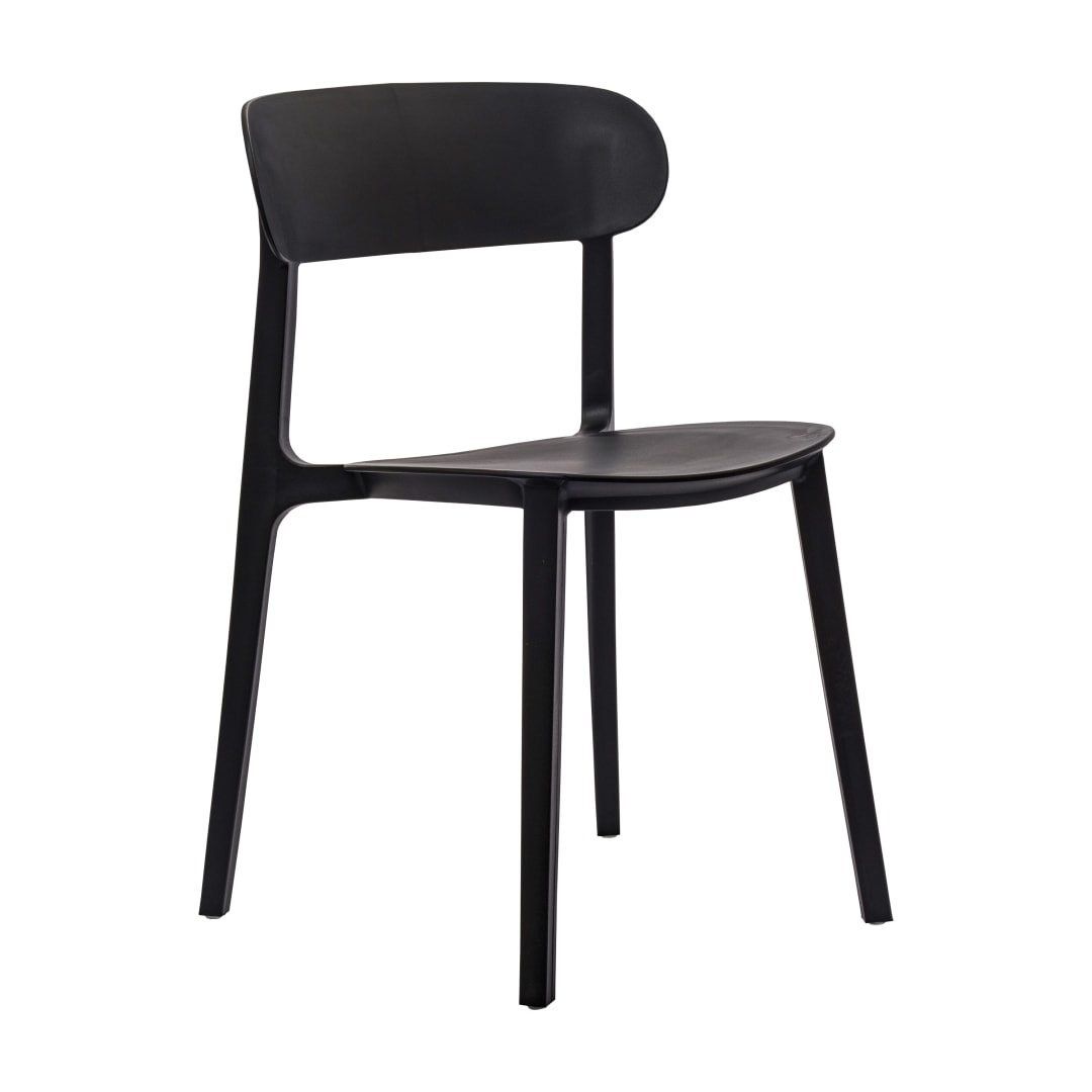 Dover Indoor-Outdoor Stacking Patio Chair with Curved Backrest, Commercial All-Weather Resin Chair in Black