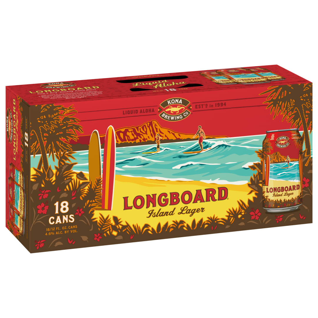 Kona Liquid Aloha Island Lager Longboard Beer 18 - 12 fl oz Cans
