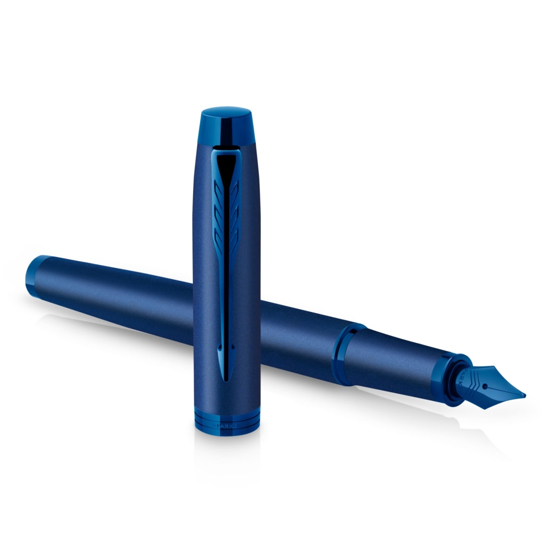 Parker IM Monochrome Fountain Pen, Blue Ink, Blue Finish and Trims, Medium Point, Gift Box