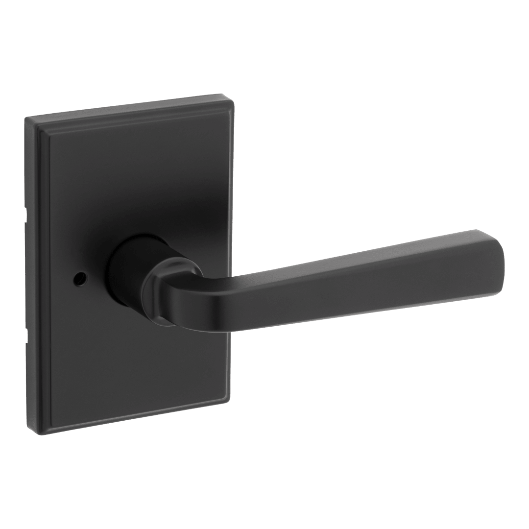 Trafford Rectangle Rose Bed/Bath Door Lever in Matte Black