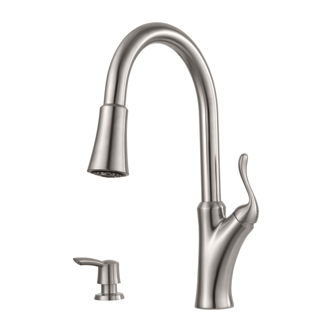Eagan 1-Handle Pull-Down Kitchen Faucet with Soap Dispenser in Stainless Steel