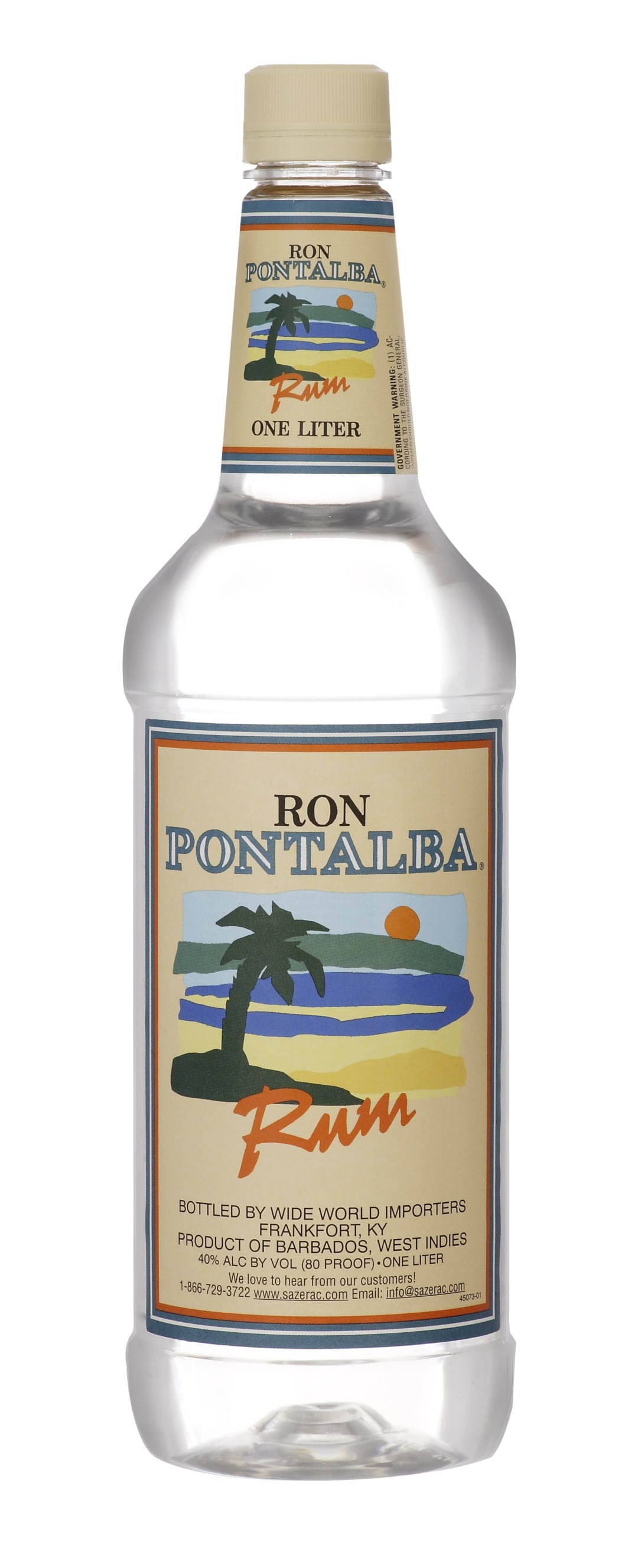 Ron Pontalba Rum 1l Plastic Bottle 80 Proof