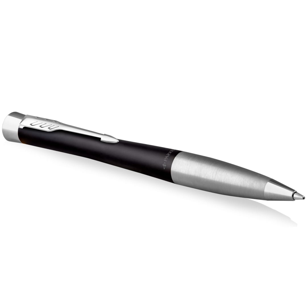 Parker Urban Twist Bolígrafo | Negro Tenue con Detalles Cromados | Punta Mediana con Tinta Azule | Caja Para Regalo