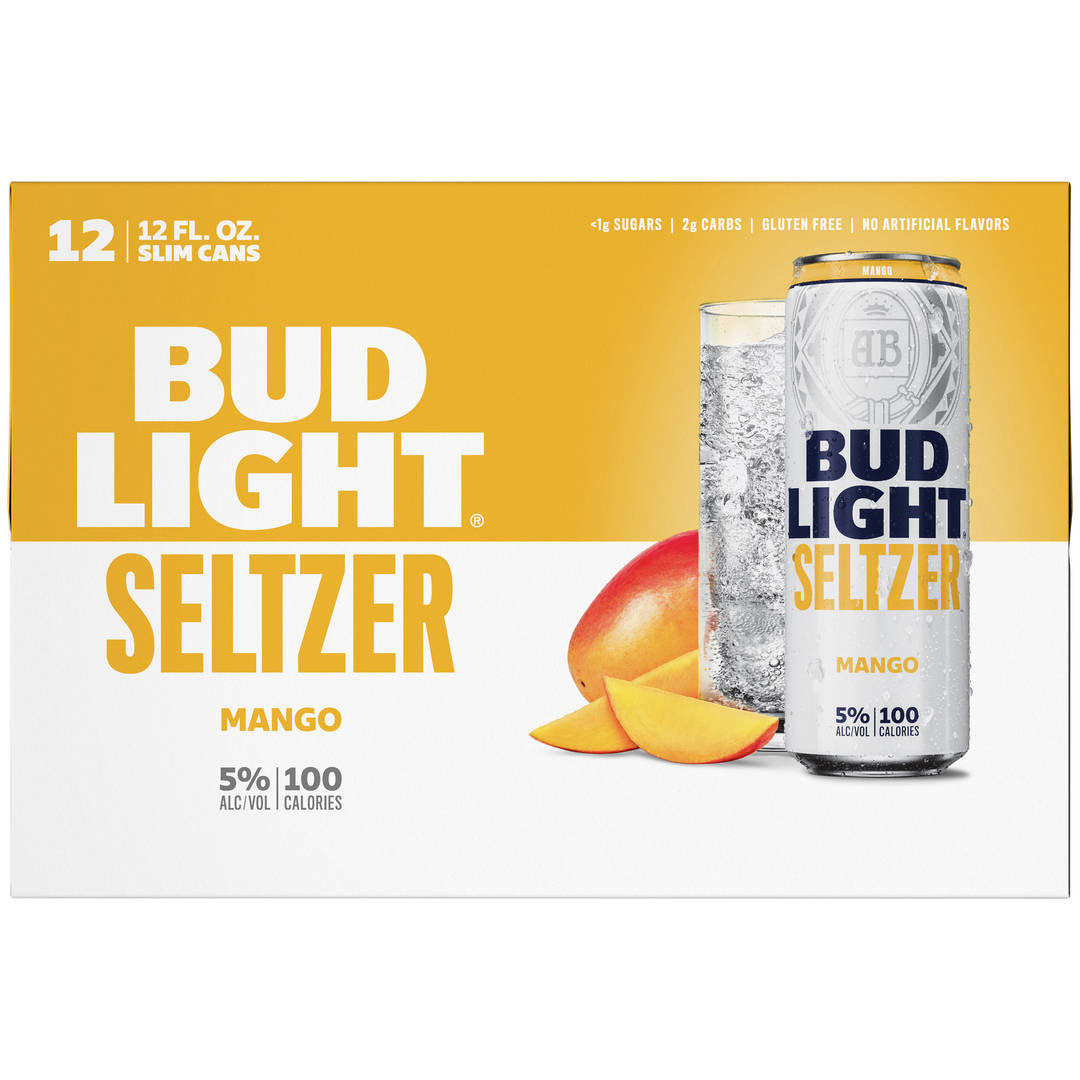 Bud Light Seltzer Mango, Gluten Free Hard Seltzer, 12 Pack, 12 FL OZ Slim Cans, 5% ABV