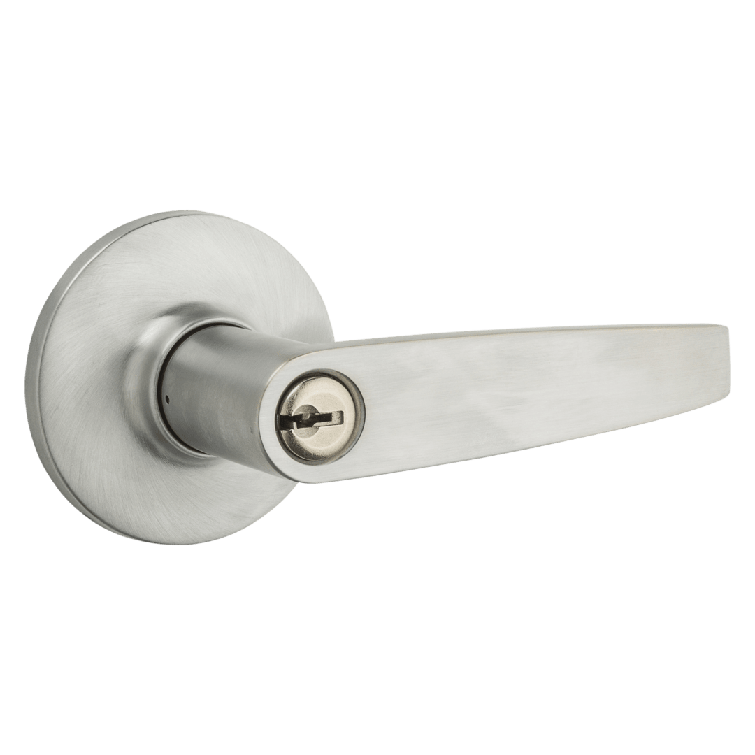 Safelock Winston Lever - Keyed Entry in Satin Chrome