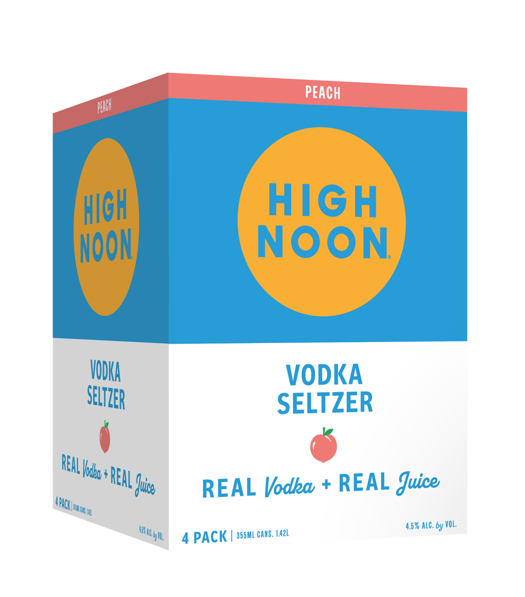 High Noon Peach Vodka Hard Seltzer 355ml Can 4 Pack