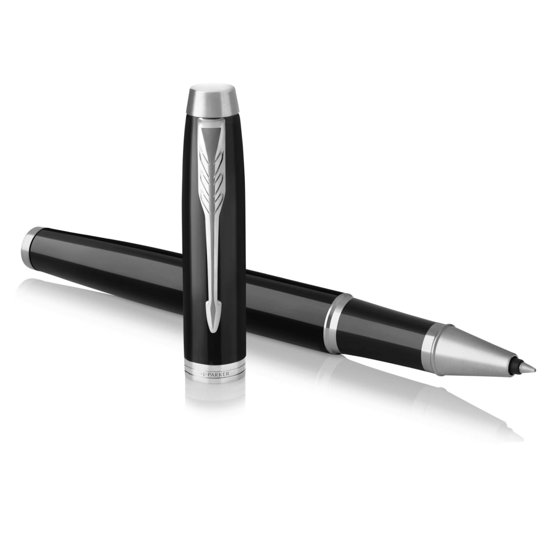 Parker IM RollerBall® Pen, Black Lacquer Chrome Trim with Fine Point Black Ink Refill, Gift Box (1931658)