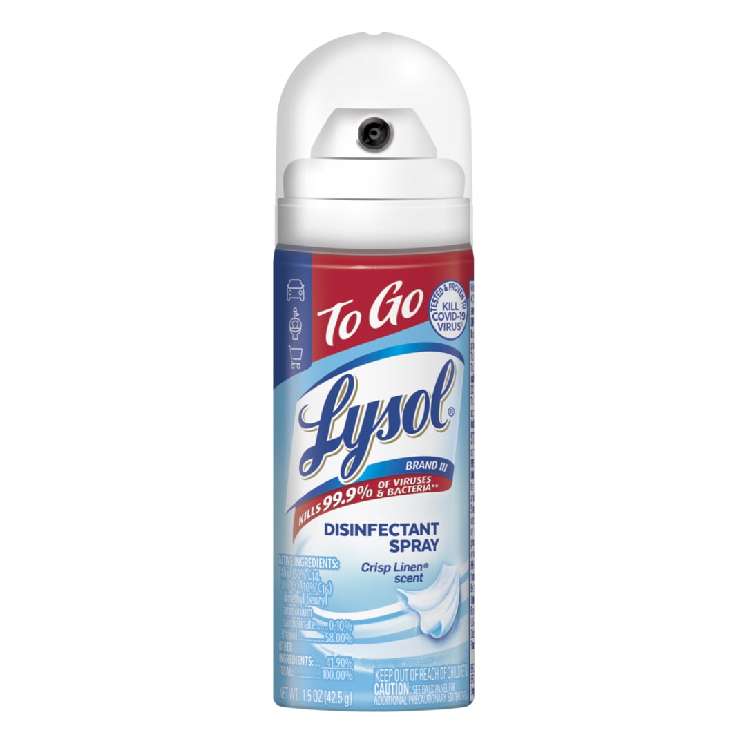 LYSOL® Disinfectant Spray - `To Go` - Crisp Linen® 12/1.5 oz.