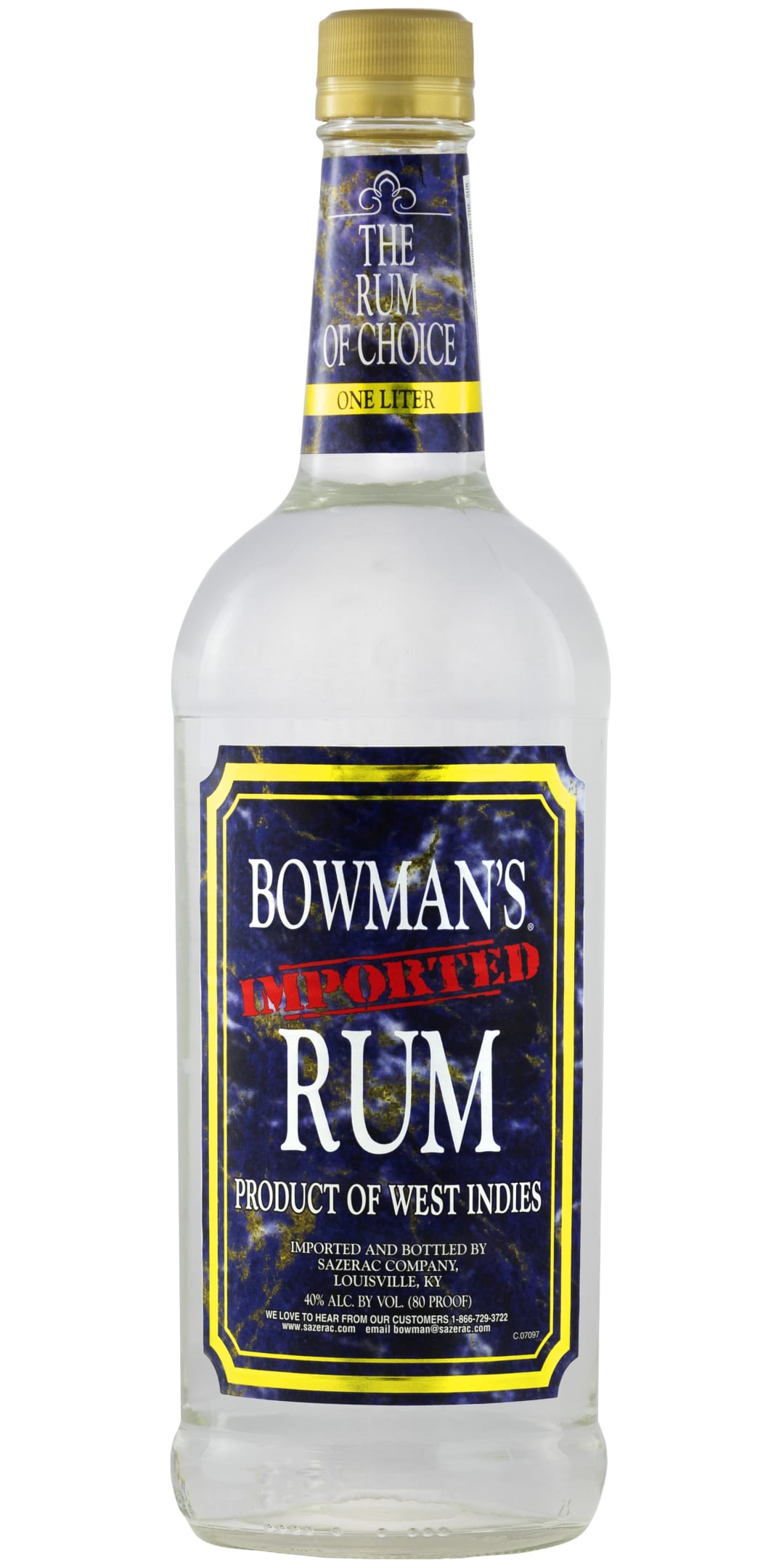 Bowman's Rum 1l 80 Proof