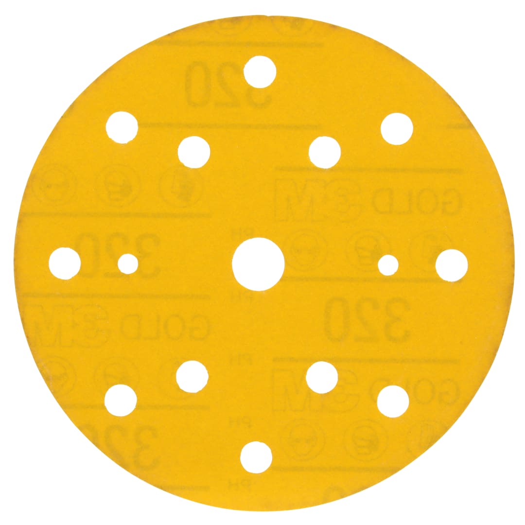 3M™ Hookit™ 288U Sarı Delikli Zımpara, 150 mm, 15 Delik, 320, 51551